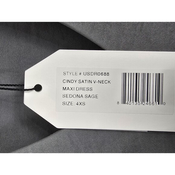 Universal Standard Cindy Satin V-Neck Maxi Dress Sedona Sage 4XS (0-00) - Picture 5 of 10